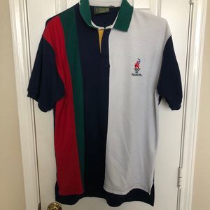 Vintage Atlanta 1996 Olympic Games Polo Shirt Size M Colorblock Short Sleeve USA